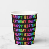 Happy Birthday Pattern Papieren Bekers (Voorkant)