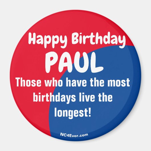Happy Birthday PAUL rode/blauwe magneet (Voorkant)