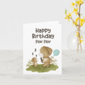 Happy Birthday Paw Paw - Pet Lover - Pet Birthday Kaart (Gele Bloem)