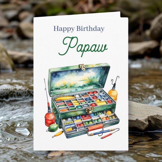 Happy Birthday Pawpaw | Fishing Tackle Box Kaart