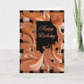 Happy Birthday Peach Swirl Kaart (Voorkant)