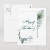 Happy Birthday Peacock Feather Inspirerend Briefkaart (Voorkant / Achterkant)