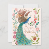  Happy Birthday Peacock Feestdagenkaart (Voorkant)