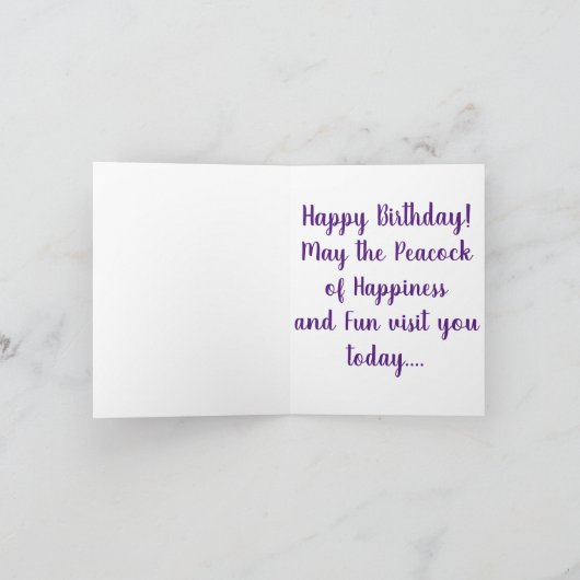 Happy Birthday Peacock Wenskaart Kaart (Binnen)
