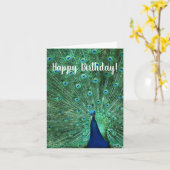 Happy Birthday Peacock Wenskaart Kaart (Gele Bloem)