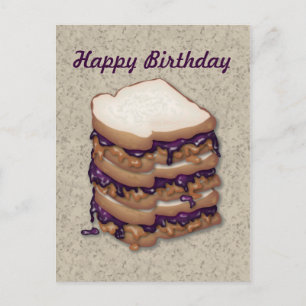 Happy Birthday Peanut Butter en Jelly Sandwiches Briefkaart