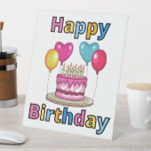 Happy Birthday Pedestal Sign Reclamebord Met Voetstuk (Insitu)