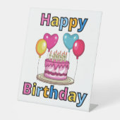 Happy Birthday Pedestal Sign Reclamebord Met Voetstuk (Voorkant)