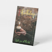 Happy Birthday Pedestal Sign Reclamebord Met Voetstuk (Voorkant)