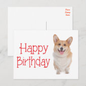 Happy Birthday Pembroke Corgi Puppy Dog Postcard Briefkaart (Voorkant / Achterkant)