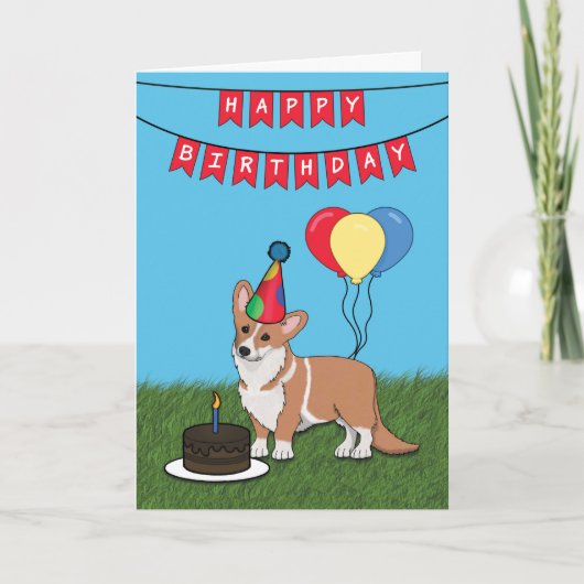 Happy Birthday Pembroke Welsh Corgi Dog Kaart (Voorkant)