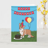 Happy Birthday Pembroke Welsh Corgi Dog Kaart (Gele Bloem)