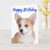 Happy Birthday Pembroke Welsh Corgi Puppy Dog Kaart (Gele Bloem)