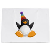 Happy Birthday Penguin Gift Bag Groot Cadeauzakje (Voorkant)