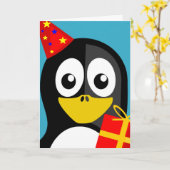 "HAPPY BIRTHDAY"-PENGUIN KAART (Gele Bloem)