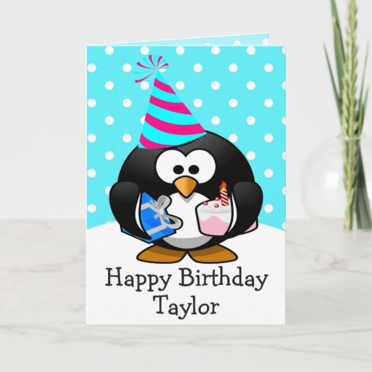 Happy Birthday Penguin Kinder Kaart (Voorkant)
