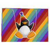 Happy Birthday Penguin Rainbow Gift Bag Large Cadeautasje (Achterkant)