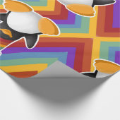 Happy Birthday Penguin Rainbow Wrapping Paper Cadeaupapier (Hoek)