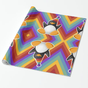 Happy Birthday Penguin Rainbow Wrapping Paper Cadeaupapier