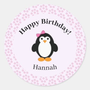  Happy Birthday Penguin Ronde Sticker