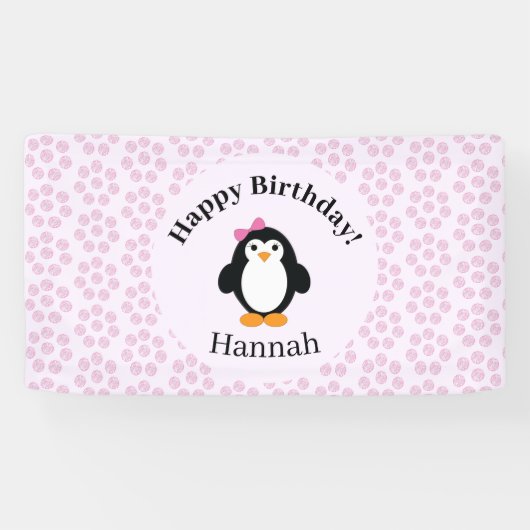  Happy Birthday Penguin Spandoek (Horizontaal)