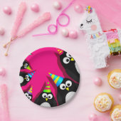 Happy Birthday Penguins Paper-Borden Papieren Bordje (Feest)