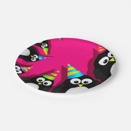 Happy Birthday Penguins Paper-Borden Papieren Bordje (Gekanteld)