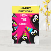 Happy Birthday Penguins Wenskaart Kaart (Gele Bloem)