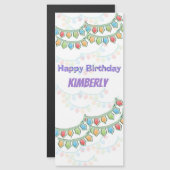 Happy Birthday Pennant Banner Magnetische Kaart (Voorkant / Achterkant)