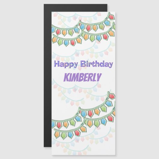 Happy Birthday Pennant Banner Magnetische Kaart (Voorkant / Achterkant)