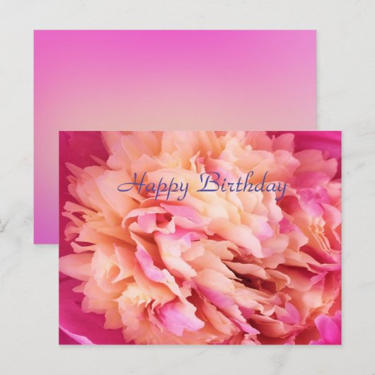 Happy Birthday Peony Briefkaart (Voorkant / Achterkant)