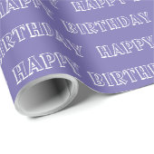 Happy Birthday periwinkle paars patroon modern Cadeaupapier (Rol Hoek)