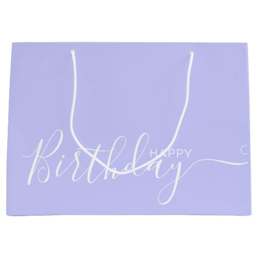 Happy Birthday Periwinkle White Elegant Groot Cadeauzakje (Voorkant)