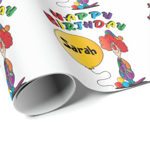 Happy Birthday personalize Clown Cadeaupapier