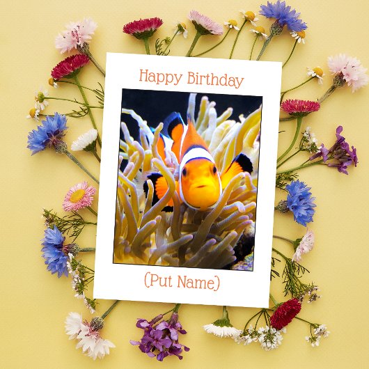 Happy Birthday personalize Clown Fish Kaart
