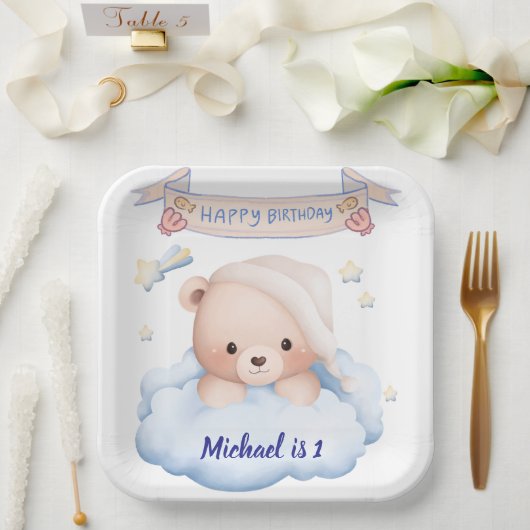 Happy Birthday Personalized Paper Plate Papieren Bordje (Huwelijk)