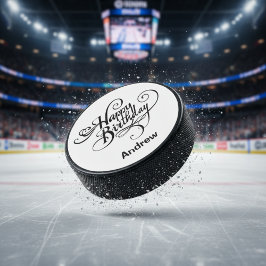 Happy Birthday Persoonlijk Hockey Puck