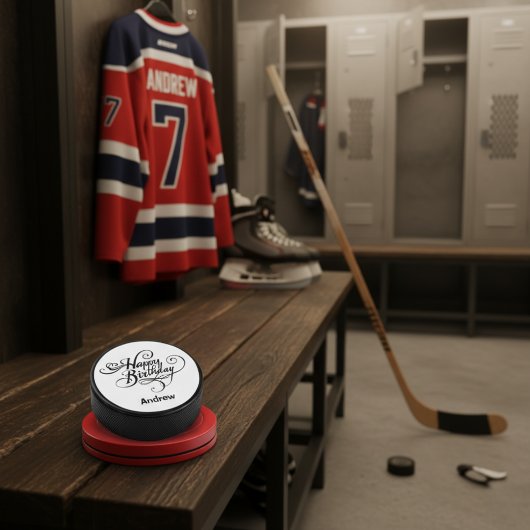 Happy Birthday Persoonlijk Hockey Puck