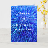 Happy Birthday, persoonlijk, multiblauw Abstract Kaart (Gele Bloem)