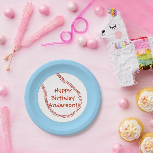 Happy Birthday Persoonlijke Baseball Borden Papieren Bordje (Feest)