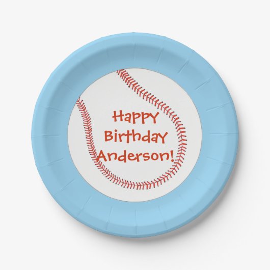 Happy Birthday Persoonlijke Baseball Borden Papieren Bordje (Voorkant)