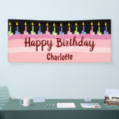 Happy Birthday Persoonlijke naam Cute Cake Spandoek (Beurs)
