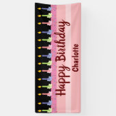 Happy Birthday Persoonlijke naam Cute Cake Spandoek (Verticaal)