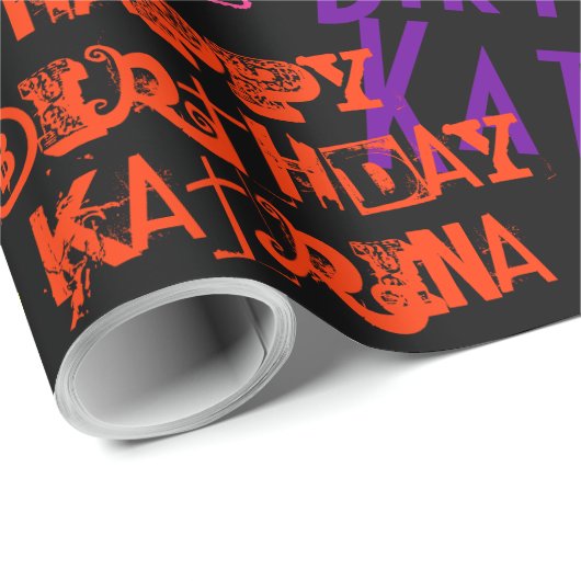 Happy Birthday - persoonlijke naam en kleuren Cadeaupapier (Rol Hoek)