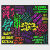 Happy Birthday - persoonlijke naam en kleuren Cadeaupapier (Vlak)