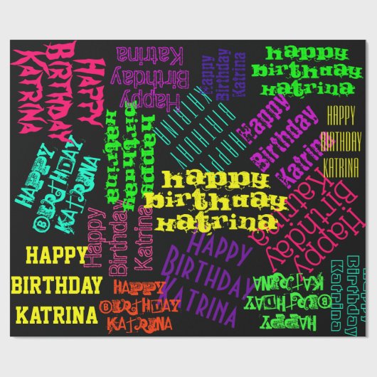 Happy Birthday - persoonlijke naam en kleuren Cadeaupapier (Vlak)