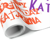 Happy Birthday - persoonlijke naam en kleuren Cadeaupapier (Rol Hoek)