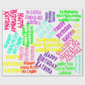 Happy Birthday - persoonlijke naam en kleuren Cadeaupapier (Vlak)