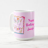 Happy Birthday Persoonlijke Roze Mok (Voorkant links)