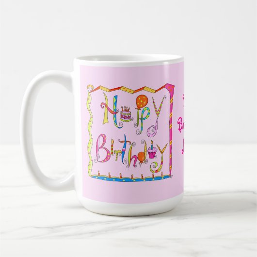 Happy Birthday Persoonlijke Roze Mok (Links)